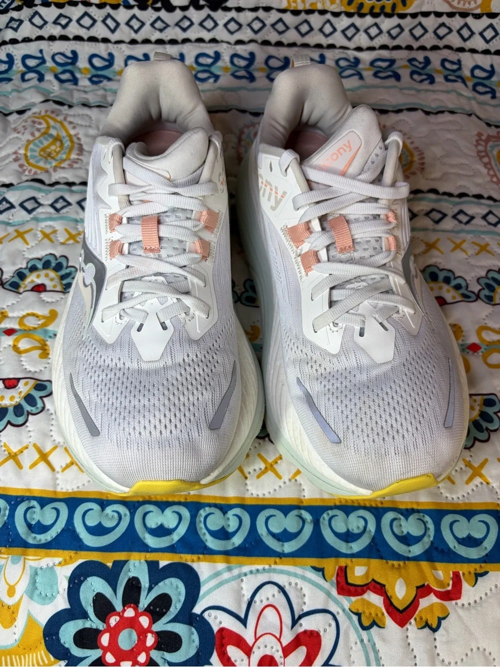 Saucony Women's White Athletic Running Shoes with Pink Accents